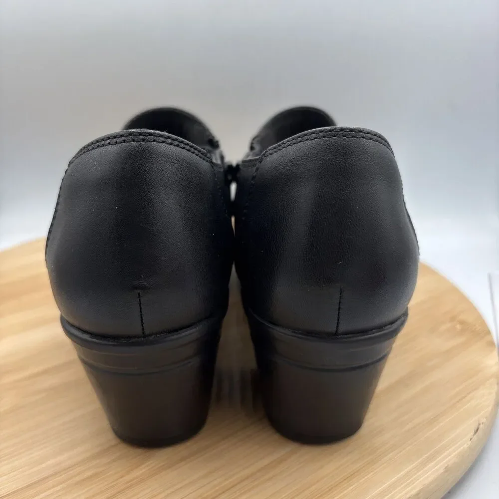Clarks Collection Emslie Warren Black Leather Ankle Bootie Shootie Women Size 9